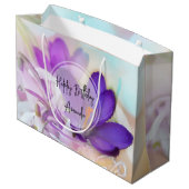 紫の春かわいらしクロカス誕生日の写真 ラージペーパーバッグ (裏面アングル)