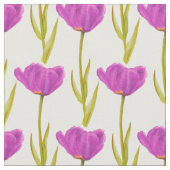 紫の春チューリップ植物水彩織物 ファブリック (クローズアップ)