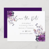 紫の暗いフローラ結婚予算の救日付 (正面/裏面)