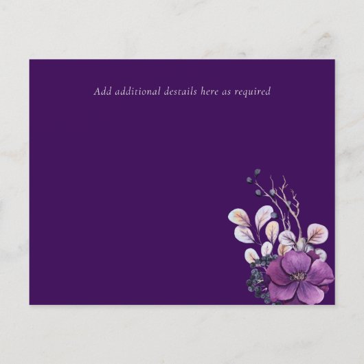 紫の暗いフローラ結婚予算の救日付 (裏面)