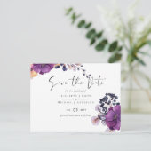 紫の暗いフローラ結婚予算の救日付 ポストカード (スタンド正面)