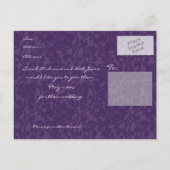 紫の暗い赤紫色ダリア日付を保存 案内ポストカード (裏面)