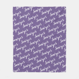 紫の書道のパーソナライズされた繰り返し名 フリースブランケット