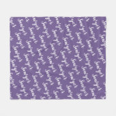 紫の書道のパーソナライズされた繰り返し名 フリースブランケット (正面(横))