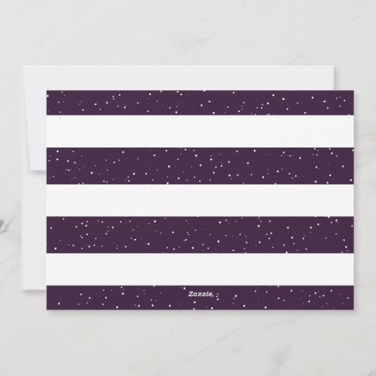 紫の書道ストライプのクリスマスフォトカード シーズンカード (裏面)