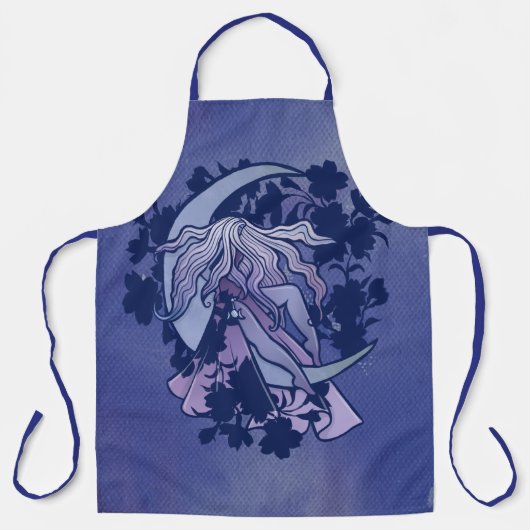 紫の月の女神ウィッカ信者トリプルムーンシンボルアート エプロン (正面)