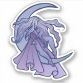 紫の月の女神ウィッカ信者トリプルムーンシンボルアート シール (正面)