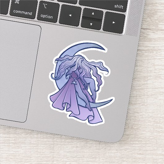 紫の月の女神ウィッカ信者トリプルムーンシンボルアート シール (詳細)