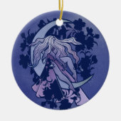 紫の月の女神ウィッカ信者トリプルムーンシンボルアート セラミックオーナメント (正面)