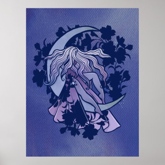 紫の月の女神ウィッカ信者トリプルムーンシンボルアート ポスター (正面)