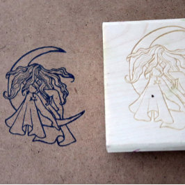 紫の月の女神ウィッカ信者トリプルムーンシンボルアート ラバースタンプ