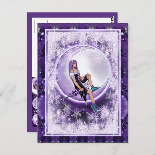 紫の月の子はがき ポストカード (正面/裏面)