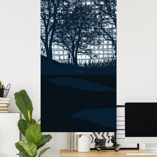 紫の月 ポスター (ホームオフィス)