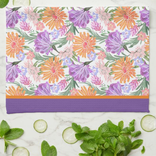 紫の朝顔 キッチンタオル (折り畳み)