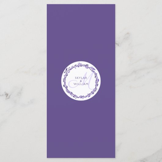 紫の木々のウェディングレセプションウルトラバイオレット メニュー (裏面)