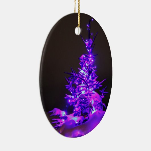 紫の木のクリスマスの飾り セラミックオーナメント (右)