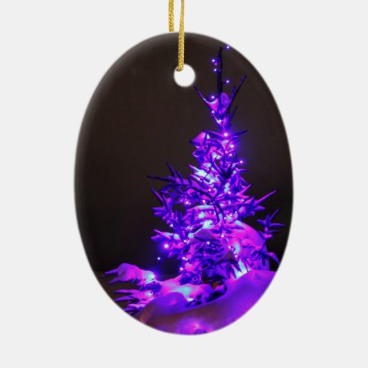 紫の木のクリスマスの飾り セラミックオーナメント (裏面)