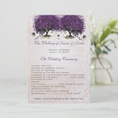 紫の木のヴィンテージ愛の鳥ダマスクウェディング プログラム (スタンド正面)