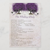 紫の木のヴィンテージ愛の鳥ダマスクウェディング プログラム (裏面)