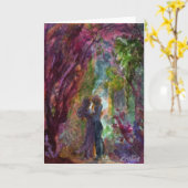 「紫の木の下のカップル。」 グリーティングカード (黄色い花)