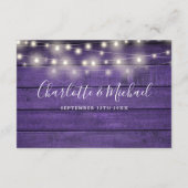 紫の木の文字列ライトスクリプト結婚の詳細 エンクロージャーカード (裏面)