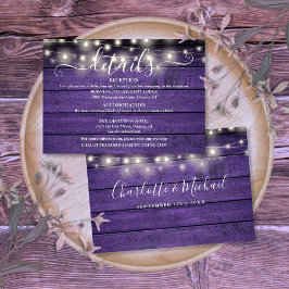 紫の木の文字列ライトスクリプト結婚の詳細 エンクロージャーカード