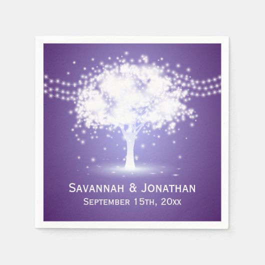 紫の木の文字列ラパーソナライズされたイ結婚ズ スタンダードカクテルナプキン (正面)