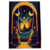 紫の本の魔法の領域 ミディアムペーパーバッグ (裏面)