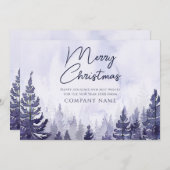 紫の松の木のクリスマス企業ののビジネスロゴ シーズンカード (正面/裏面)