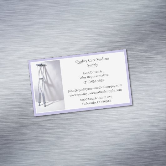 紫の松葉杖シニアイ気にンシュメント医療 マグネット名刺 (インサイチュ)