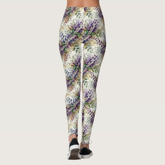 紫の果実とつる植物 レギンス (裏面)