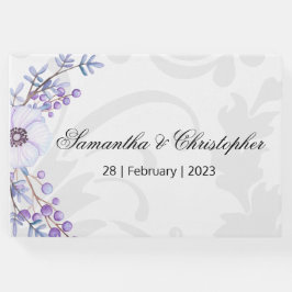 紫の果実と灰色のダマスクの結婚式 ゲストブック