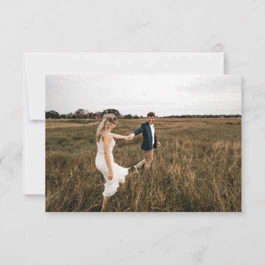 紫の果実の緑葉のモノグラム結婚写真 セーブザデート (裏面)