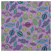 紫の柄にハロウィーンキャンディオート ファブリック (見本)