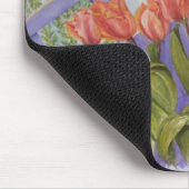 紫の格子を持つオレンジ色のチューリップマウスパッド マウスパッド (コーナー)