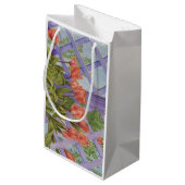 紫の格子を持つオレンジ色のチューリップ抱き枕 スモールペーパーバッグ (裏面アングル)