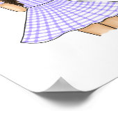 紫の格子縞のワンピースを着たウサギを抱えた女の子 ポスター (角)