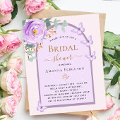紫の桃の蝶ブライダルシャワー招待