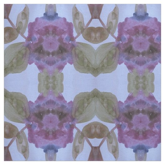 紫の梅とオリーブの緑と青 ファブリック (見本)