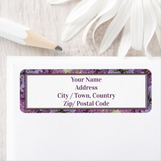 紫の梅と緑パターン（の模様が）ある ラベル (インサイチュ)