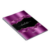 紫の梅の黒の瑪瑙の大理石名台本 ノートブック (右側)