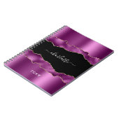 紫の梅の黒の瑪瑙の大理石名台本 ノートブック (左側)