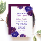 紫の梅王室の青の水色のフローラ結婚 招待状