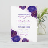 紫の梅王室の青の水色のフローラ結婚 招待状 (スタンド正面)