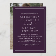 紫の梅結婚と写真招待状