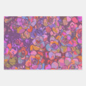 紫の植物性イラストレーションの模様  ラッピングペーパーシート (正面)