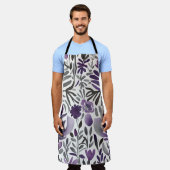 紫の植物要素 エプロン (着用した状態)