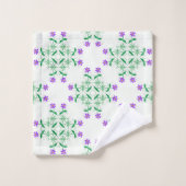 紫の植物風呂タオル バスタオルセット (ウォッシュタオル)