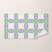 紫の植物風呂タオル バスタオルセット (ハンドタオル)