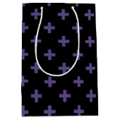 紫の極紫が黒に交差する ミディアムペーパーバッグ (正面)